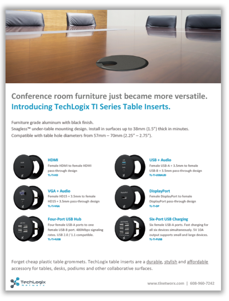 New TechLogix Brochure: TI Series Table Inserts