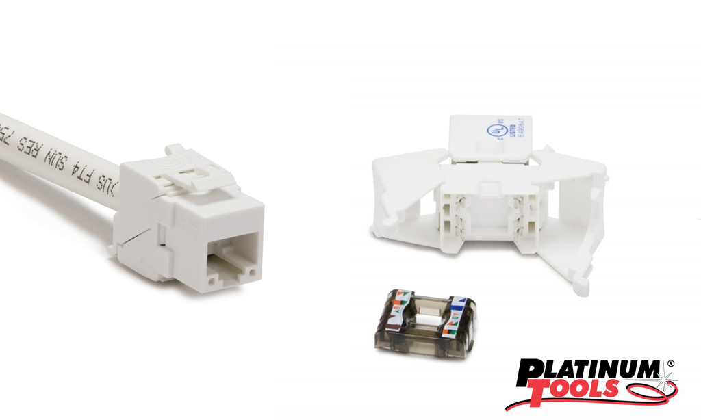 Twisted pair keystone -- tooless punchdown to female RJ45